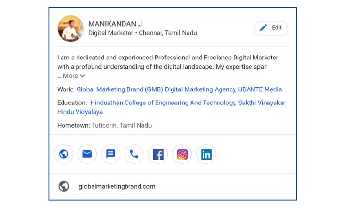 Add Me to Search snapshot of Manikandan J - a Famous Digital Marketer 