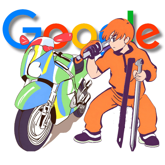 anime boy working on google technical things